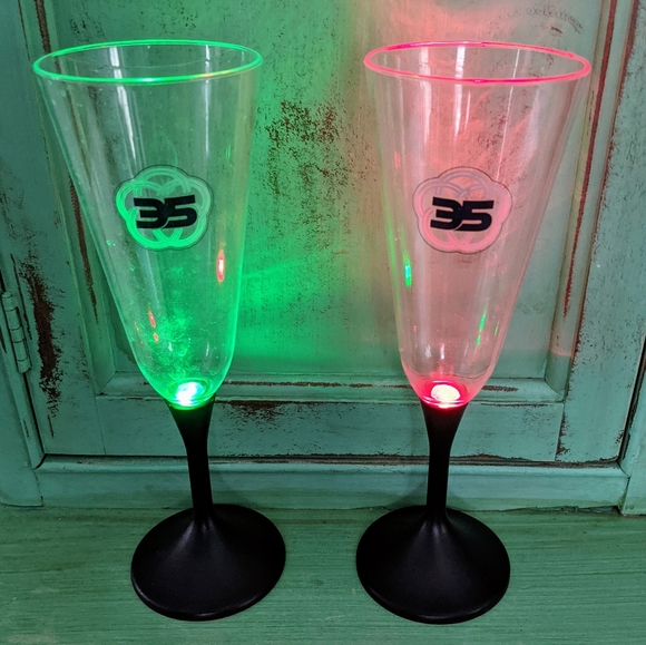 Walt Disney World Epcot 35 Light Up Champagne Chalice Wine Glass Set - Picture 2 of 4